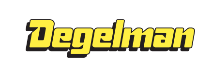 A text-based Degelman logo, with yellow lettering and a white background.