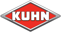 The Kuhn logo, with white lettering against a red diamond background.