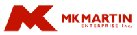 A text-based logo of MK Martin Enterprise Inc., with red lettering and a white background.