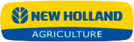 The New Holland Agriculture logo, with a yellow and blue color scheme.