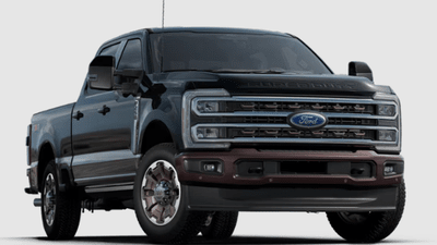 A black 2024 Ford F-250 King Ranch posed against a white background.