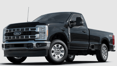 A black 2024 Ford F-250 XLT Super Duty posed against a white background.