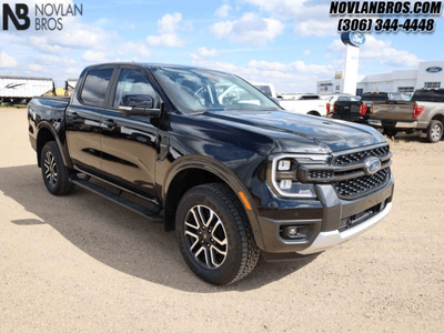 A black 2024 Ford Ranger Lariat for sale at the Novlan Bros dealership in Saskatchewan.