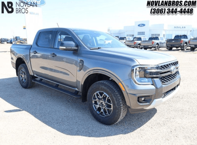 A grey 2024 Ford Ranger XLT for sale at the Novlan Bros dealership in Saskatchewan.