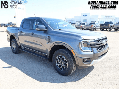 A grey 2024 Ford Ranger XLT for sale at the Novlan Bros dealership in Saskatchewan.