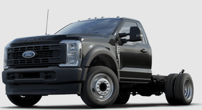 A black 2024 Ford F-550 XL chassis cab posed against a white background.