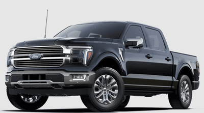 A black 2025 Ford F-150 King Ranch posed against a white background.