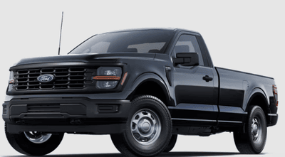 A black 2025 Ford F-150 XL posed against a white background.