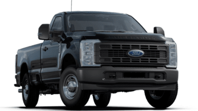 A black 2023 Ford F-250 XL Super Duty parked against a white background.