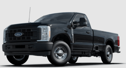 A black 2023 Ford F-250 XL Super Duty parked against a white background.