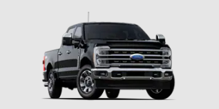 A black 2023 Ford F-350 Super Duty parked against a white background.