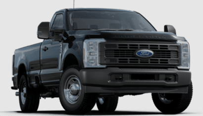 A black 2023 Ford F-350 XL Super Duty posed against a white background.