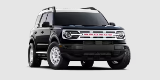 A black 2024 Ford Bronco Sport posed against a white background.