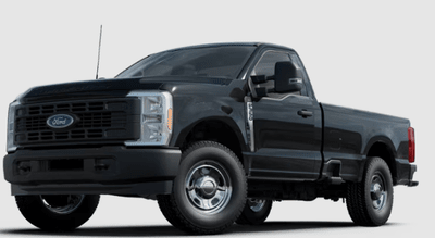 A black 2024 Ford F-350 XL Super Duty truck posed against a white background.