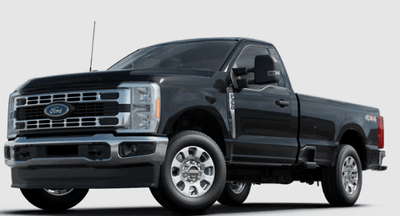 A black 2024 Ford F-350 XLT posed against a white background.