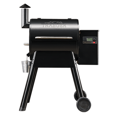 Image of a black Traeger Pro 575 grill posed against a white background.