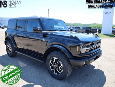 A black 2024 Ford Bronco Outer Banks for sale at the Novlan Bros dealership in  Saskatchewan.