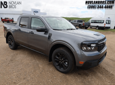 A grey 2024 Ford Maverick XLT for sale at the Novlan Bros dealership in Saskatchewan.