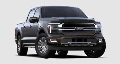 A black 2024 Ford F-150 KIng Ranch posed against a white background.