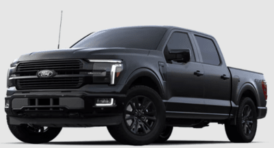 A black 2024 Ford F-150 Platinum posed against a white background.