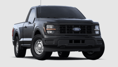 A black 2024 Ford F-250 XL pick-up truck parked against a white background.