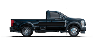 A black 2023 Ford F-450 XL posed against a white background.