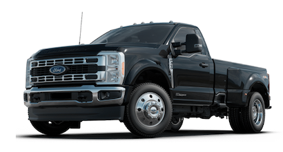 A black 2023 Ford F-450 XLT Super Duty posed against a white background.