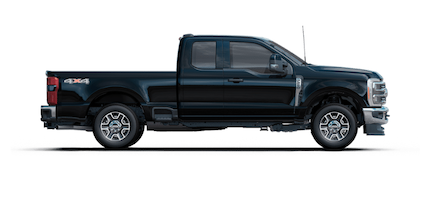 A dark blue 2023 Ford F-250 Lariat Super Duty posed against a white background.