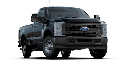 A black 2023 Ford F-250 XL Super Duty posed against a white background.