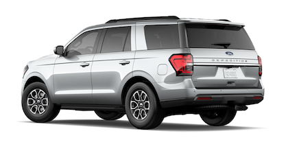 A silver 2023 Ford Expedition XLT posed against a white background.