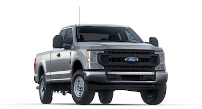 A silver 2022 Ford F-250 XL equipped with the XL Value Package and posed against a white background.